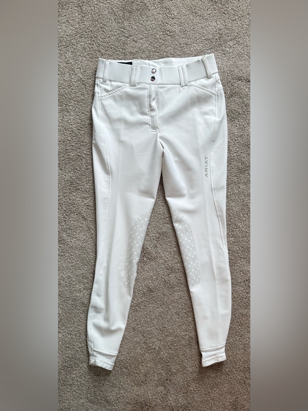 Ariat White Women's Knee Patch Silicone Grip Show Breeches